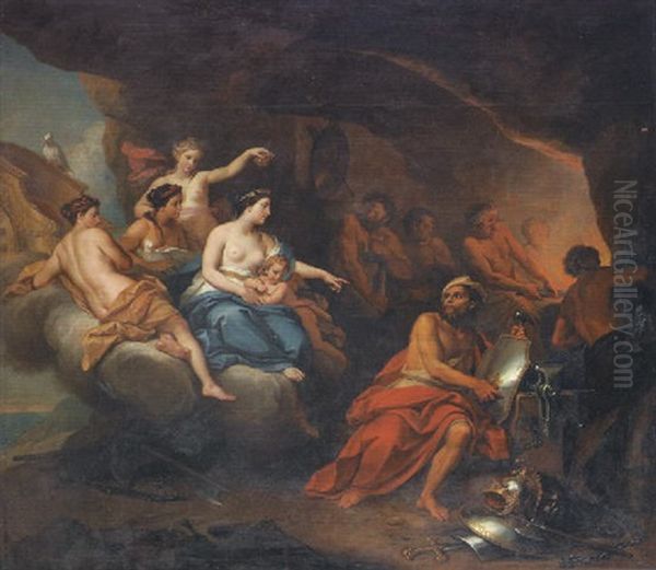 Le Feu Ou Venus Demandant A Vulcuain Des Armes Pour Enee Oil Painting by Louis de, the Younger Boulogne