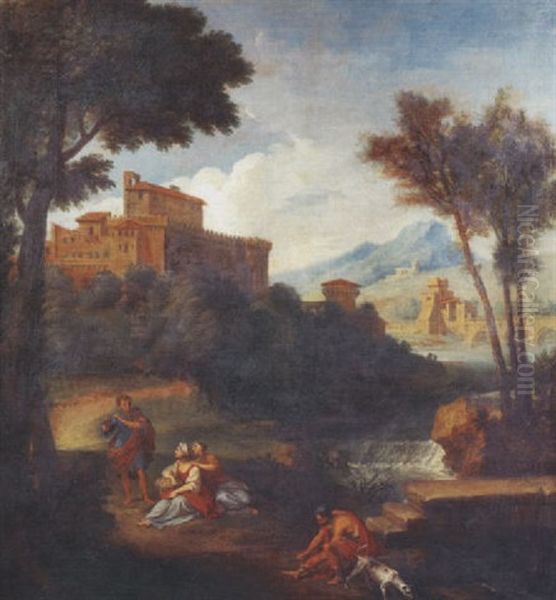 Personnages Dans Un Paysage Avec Forteresse Oil Painting by Louis de, the Younger Boulogne
