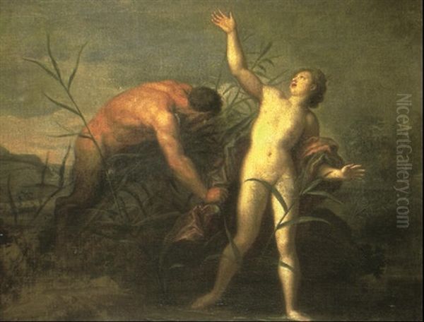 Pan And Syrinx Oil Painting by Louis de, the Younger Boulogne