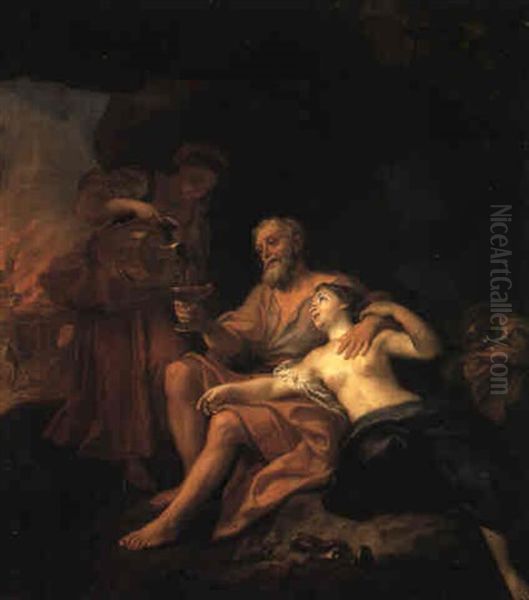 Lot And His Daughters Oil Painting by Louis de, the Younger Boulogne