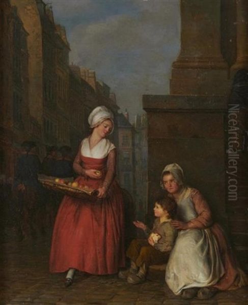 La Marchande De Pommes Oil Painting by Michel Honore Bounieu