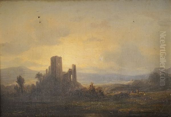 Chateau A L'aube Oil Painting by Michel Bouquet