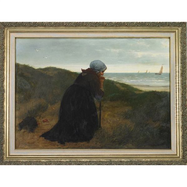 Fisherman's Wife Praying For A Happy Return Oil Painting by Henri Jacques Bource