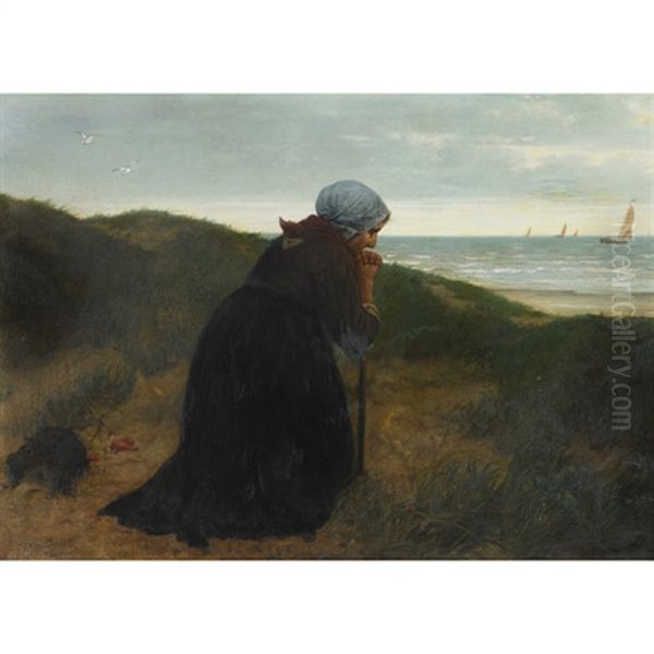 Fisherman's Wife Praying For A Happy Return Oil Painting by Henri Jacques Bource