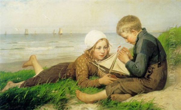 The Toy Boat Oil Painting by Henri Jacques Bource