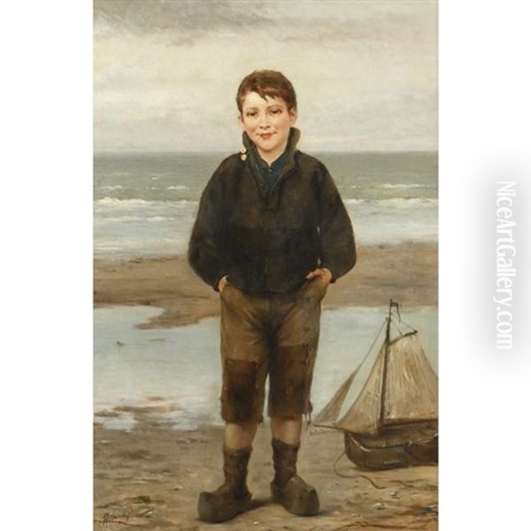 The Young Fisherman Oil Painting by Henri Jacques Bource