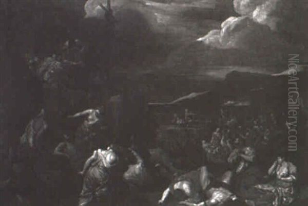 The Brazen Serpent Oil Painting by Sebastien Bourdon