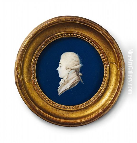 A Silhouetted Portrait Of A Gentleman Oil Painting by Charles Guillaume Alexandre Bourgeois