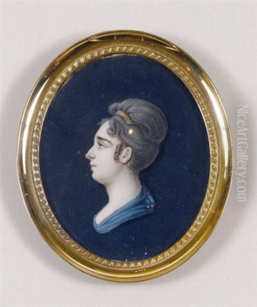 Portrait De Jeune Femme De Profil Vers La Gauche Coiffee D'un Haut Chignon A Peigne Oil Painting by Charles Guillaume Alexandre Bourgeois