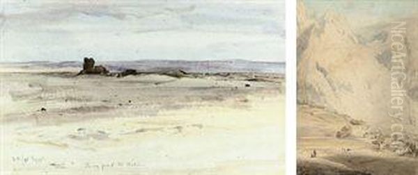 Ruins In The Desert, Egypt Oil Painting by Edwin Alexander