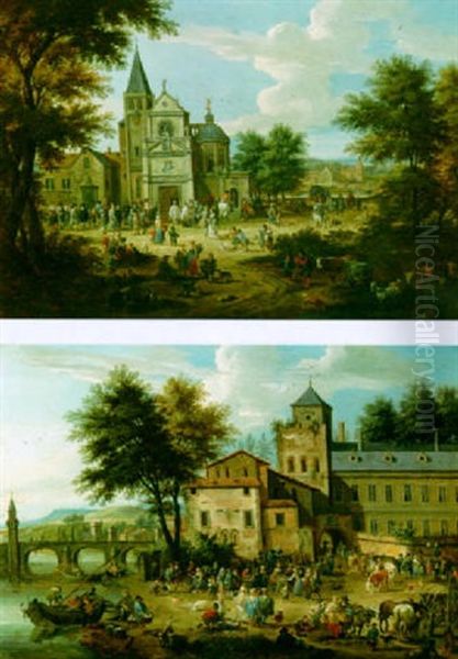 A Wedding Scene In Front Of A Church Oil Painting by Pieter Bout