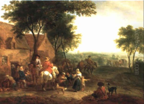 Jager Und Bauern Vor Einem Gehoft Oil Painting by Pieter Bout