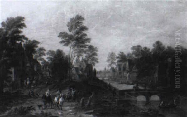 Altes Stadtchen Am Flusufer Oil Painting by Pieter Bout