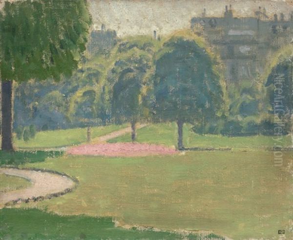 L'avenue Du Bois (2 Works) Oil Painting by Bernard Boutet De Monvel