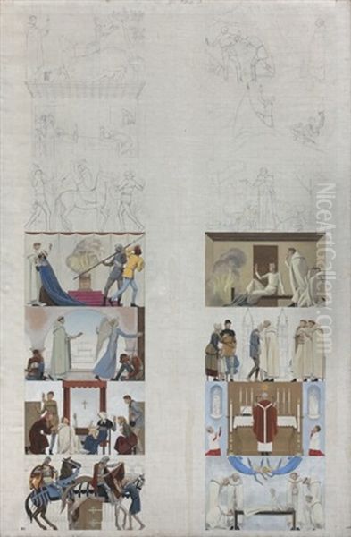 Scenes De La Vie De Saint Martin Oil Painting by Bernard Boutet De Monvel