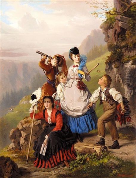 The Young Mountaineers Oil Painting by Charles Edouard Boutibonne