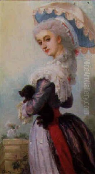 Elegante Au Caniche Oil Painting by Charles Edouard Boutibonne