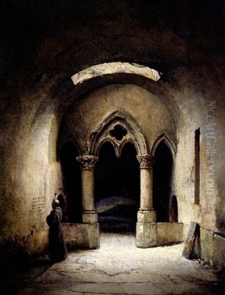 Moine Dans Une Chapelle Oil Painting by Charles Marie Bouton