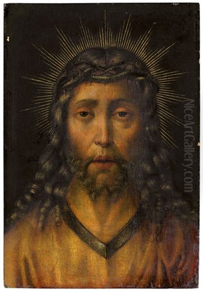 Vera Icon: Christus Mit Der Dornenkrone Im Glorienschein (bouts, Albrecht Oder Dieric - Nachfolge) Oil Painting by Dieric the Elder Bouts