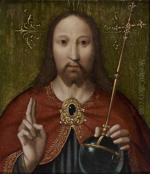Le Christ En Salvator Mundi Oil Painting by Dieric the Elder Bouts