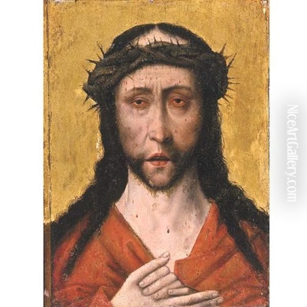 Christ As Man Of Sorrows Oil Painting by Dieric the Elder Bouts