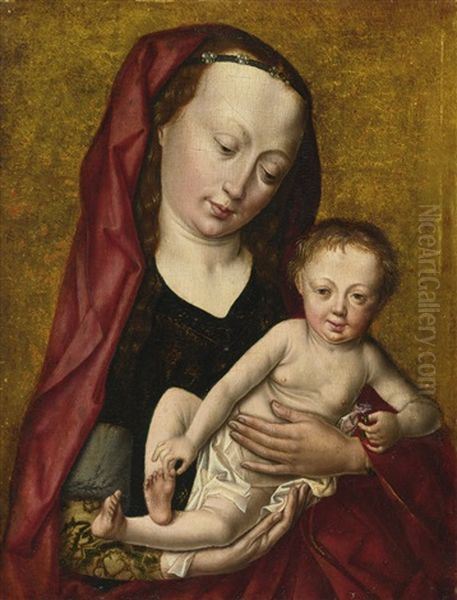 Virgin And Child Holding A Carnation Oil Painting by Dieric the Younger Bouts