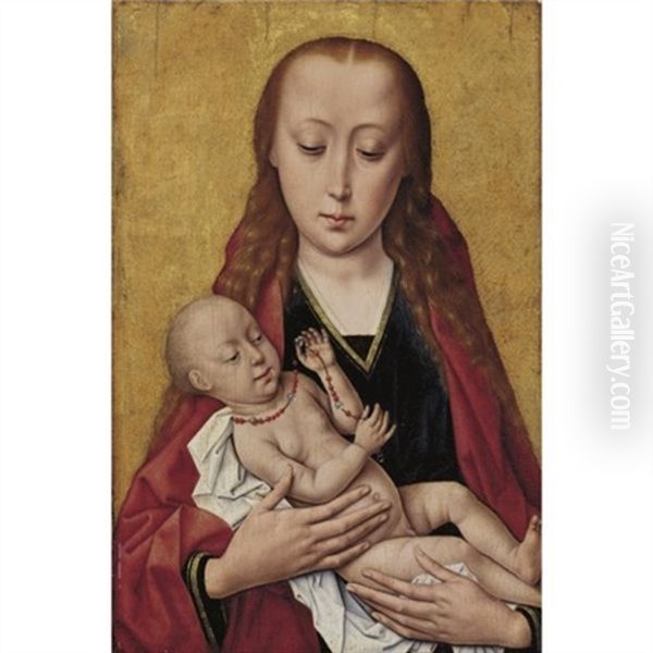 Virgin And Child With A Rosary Oil Painting by Dieric the Younger Bouts