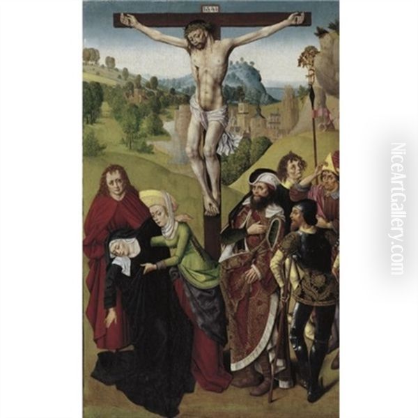 The Crucifixion With The Virgin Mary, The Magdalene And St. John Oil Painting by Dieric the Younger Bouts