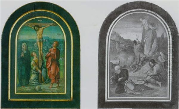 Le Christ En Croix Entoure De La Vierge, Saint Jean Et La Madeleine Oil Painting by Dieric the Younger Bouts