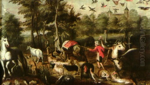 Moise Conduisant Les Animaux Oil Painting by Jacob Bouttats