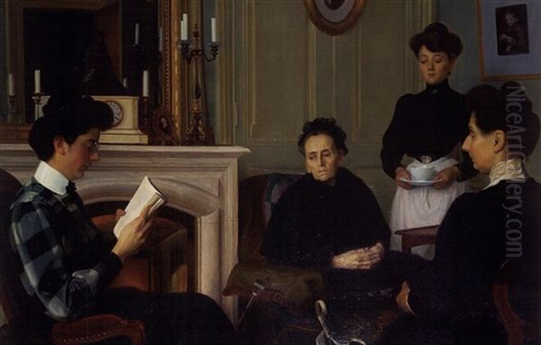 La Lecture Oil Painting by Henry Bouvet