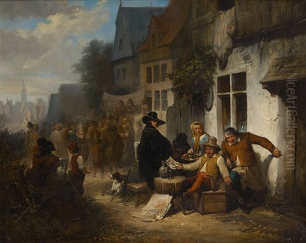 Fete Villageoise Oil Painting by Firmin Bouvy