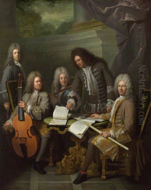 La Barre And Other Musicians Oil Painting by Andre Bouys