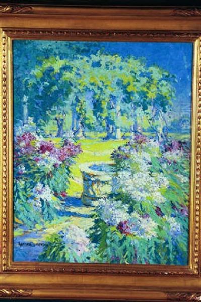 Garden Scene With Trellis Oil Painting by Harriette Bowdoin