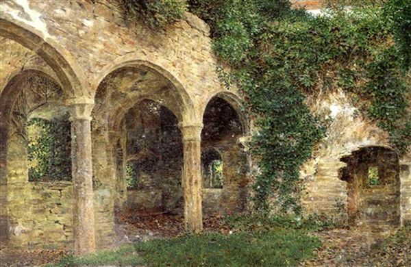Kirkham Abbey, Yorkshire Oil Painting by George Price Boyce