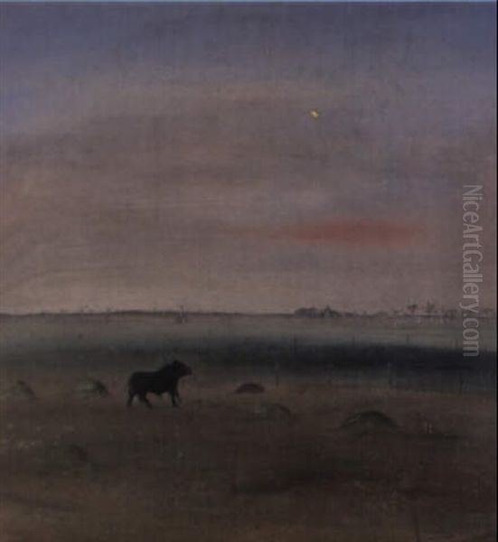 Bull In A Dusk Landscape Oil Painting by Arthur Merric Boyd