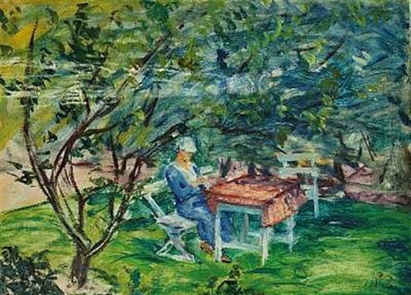 Fra Skomager Larsens Have Oil Painting by Peter Rostrup Boyesen