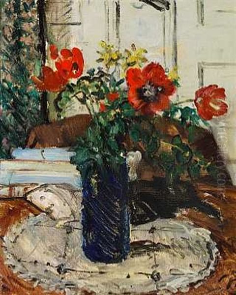 Rode Blomster Oil Painting by Peter Rostrup Boyesen