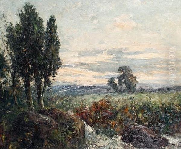 A Country Landscape At Dusk Oil Painting by George A. Boyle
