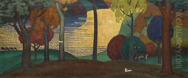 The Gold River Oil Painting by Raymond S. Boynton