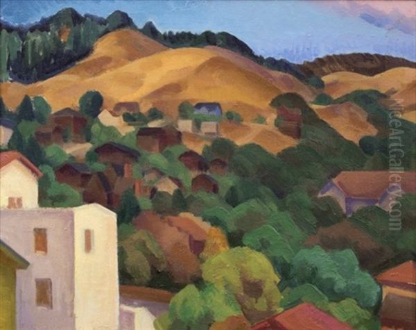 Hillside From My Window In Berkeley Oil Painting by Raymond S. Boynton