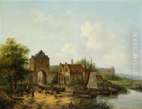 Fischer Vor Dem Stadttor Oil Painting by Anton Braakman