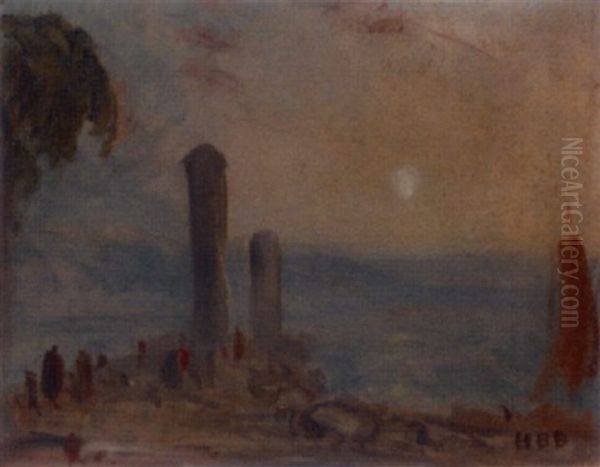 Classical Ruins Oil Painting by Hercules Brabazon Brabazon