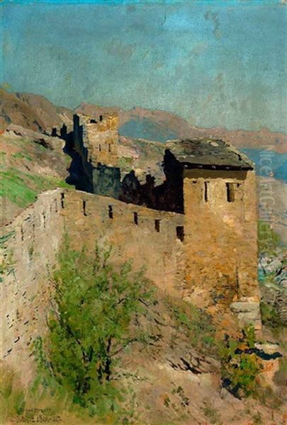 Sitten Im Rhonetal Oil Painting by Eugen Felix Prosper Bracht