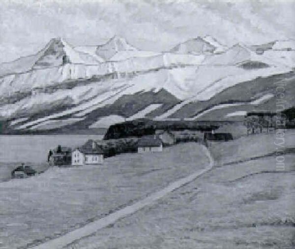 Eiger, Moench Und Jungfrau Mit Brienzersee Oil Painting by Max Eugen Brack