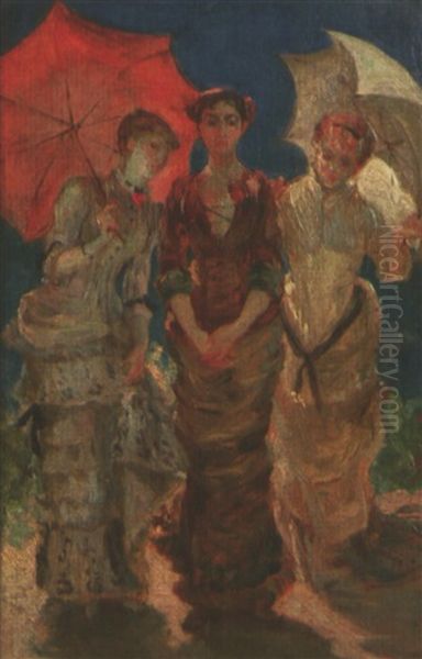 Les Trois Graces (study) Oil Painting by Marie Bracquemond
