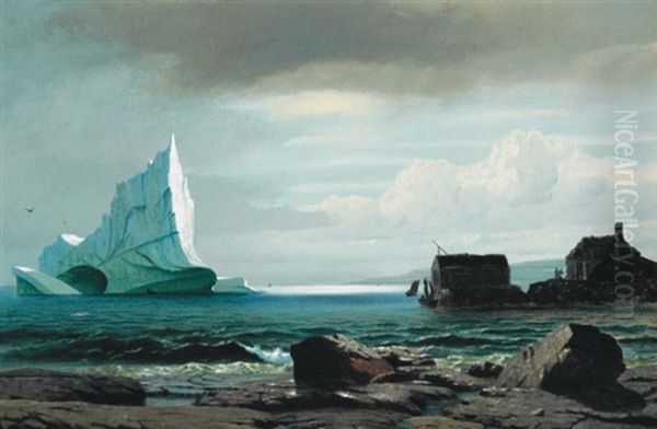 Iceberg On The Newfoundland Coast Oil Painting by William Bradford