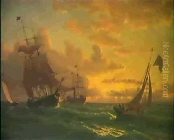 Shipping In Rough Waters Oil Painting by William Bradford