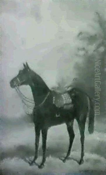 A Horse In A Landscape Oil Painting by Cuthbert Bradley