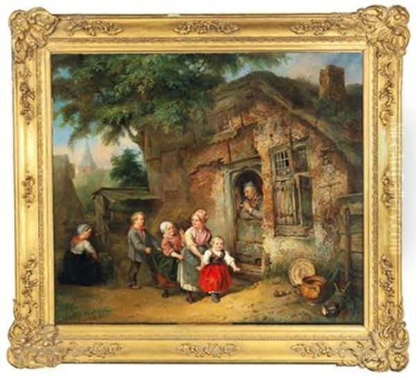Village Children Oil Painting by Ferdinand de Braekeleer